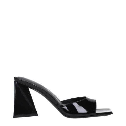 The Attico Black Leather Stiletto Heels Sandals