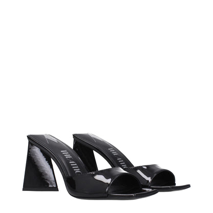 The Attico Black Leather Stiletto Heels Sandals