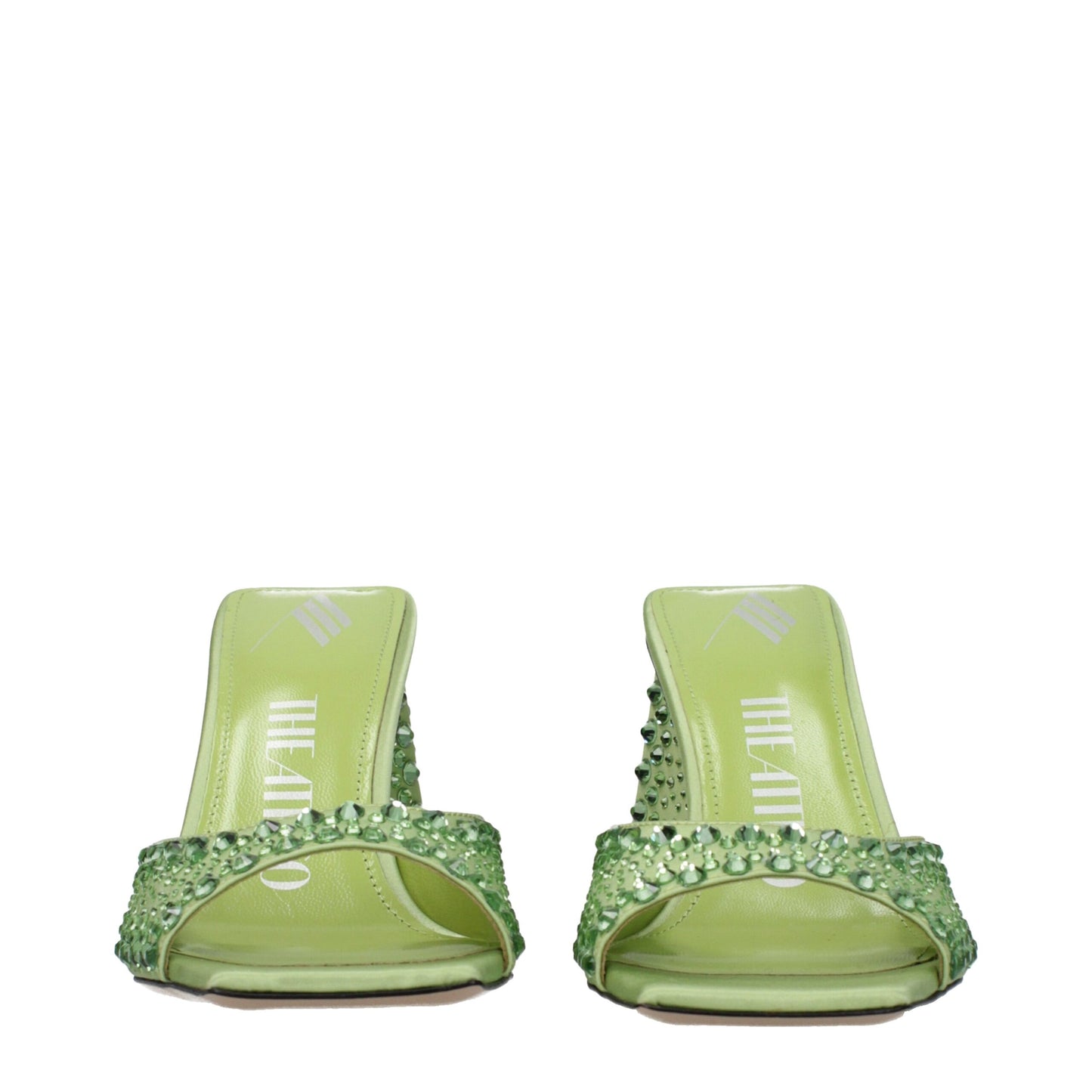 The Attico Green Satin Stiletto Heels Sandals