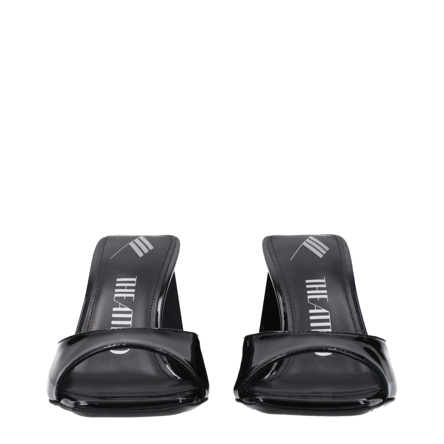 The Attico Black Leather Stiletto Heels Sandals