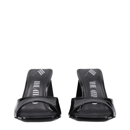 The Attico Black Leather Stiletto Heels Sandals