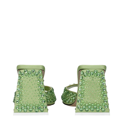 The Attico Green Satin Stiletto Heels Sandals