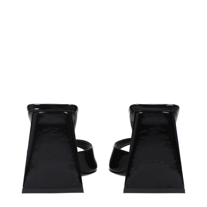 The Attico Black Leather Stiletto Heels Sandals