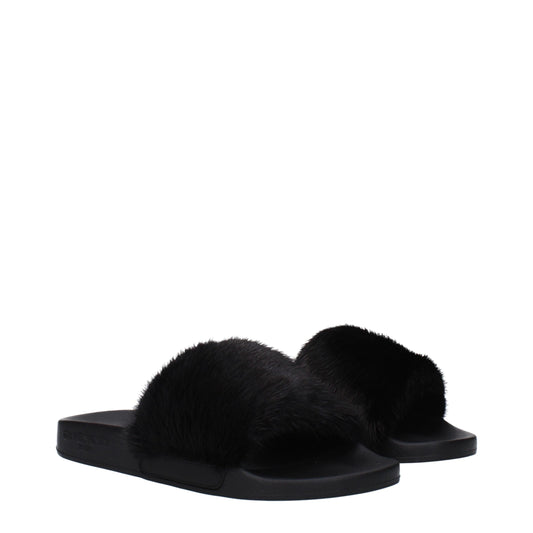 Givenchy Black Cotton Slippers Sandals