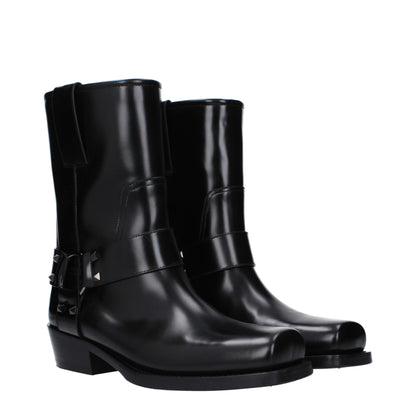 Valentino Garavani Black Leather Ankle Boots