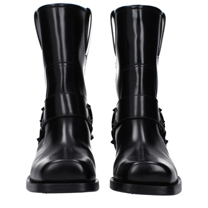 Valentino Garavani Black Leather Ankle Boots
