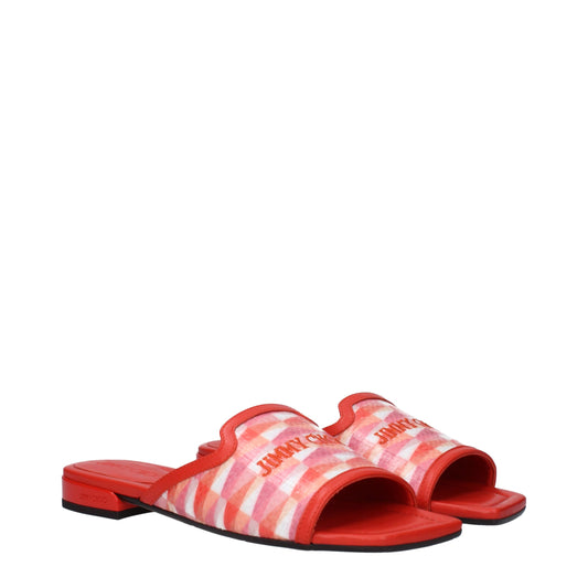 Jimmy Choo Orange Fabric Slippers Sandals