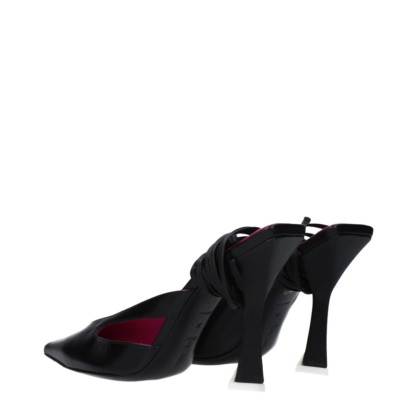 The Attico Black Leather Stiletto Heels Sandals