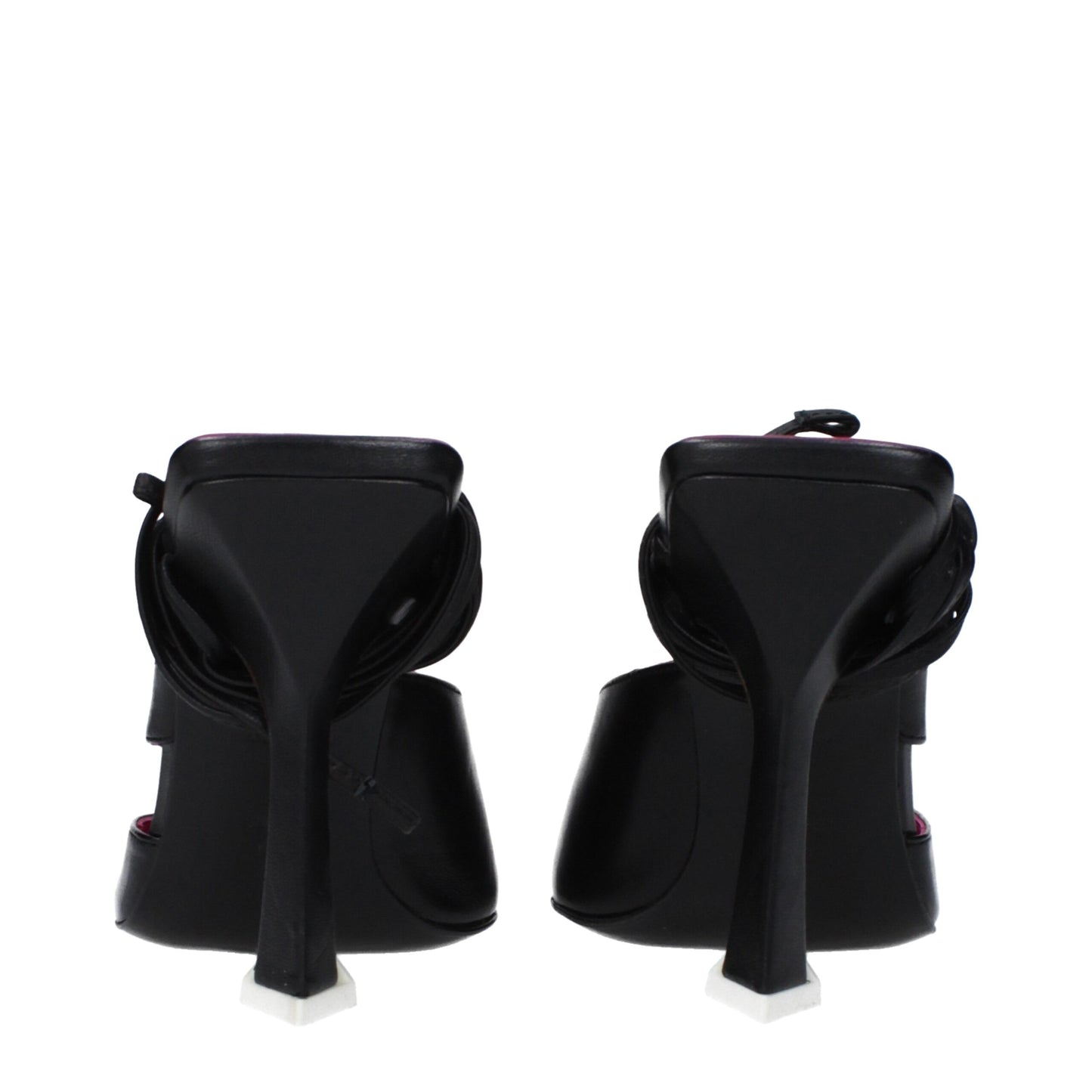 The Attico Black Leather Stiletto Heels Sandals