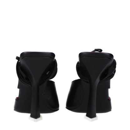 The Attico Black Leather Stiletto Heels Sandals