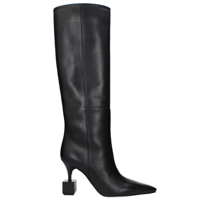 Jacquemus Black Leather High Heel Boots