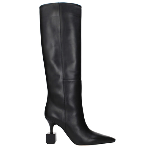 Jacquemus Black Leather High Heel Boots