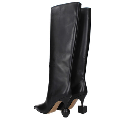 Jacquemus Black Leather High Heel Boots