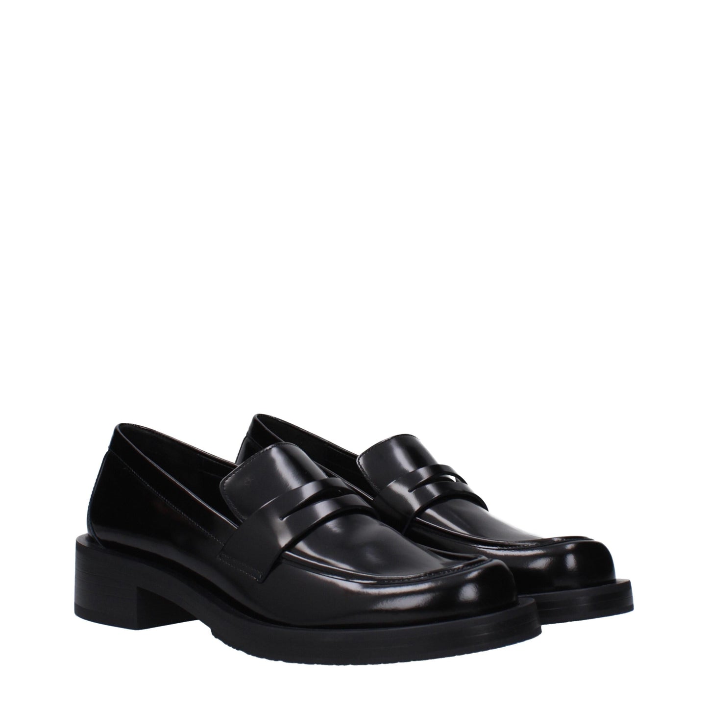 Stuart Weitzman Black Leather Slip-On Loafers