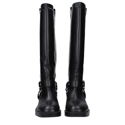 Stuart Weitzman Black Leather High Heel Boots