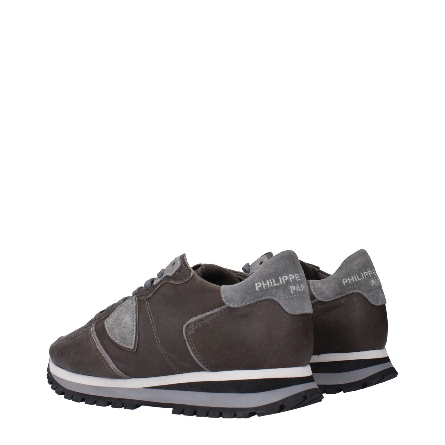 Philippe Model Gray Leather Sneakers