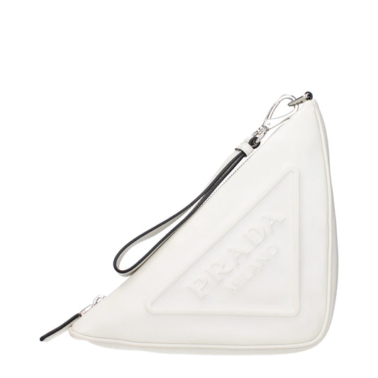 Prada White Leather Clutch Bags