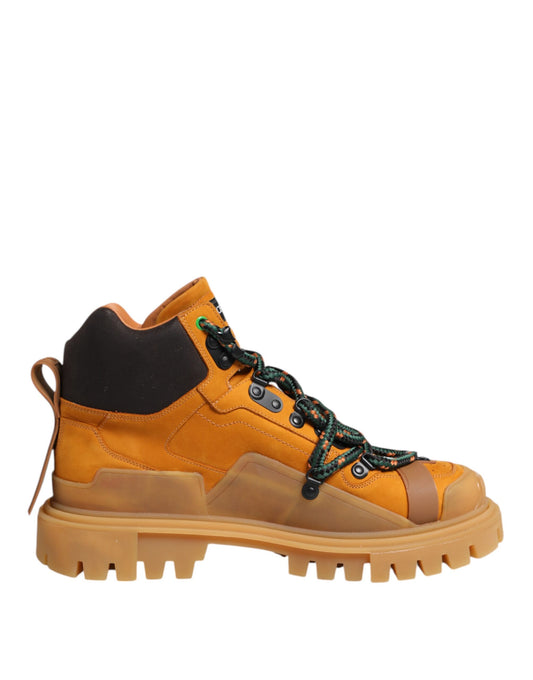 Dolce & Gabbana Orange Lace Up Trekking Ankle Boots Shoes