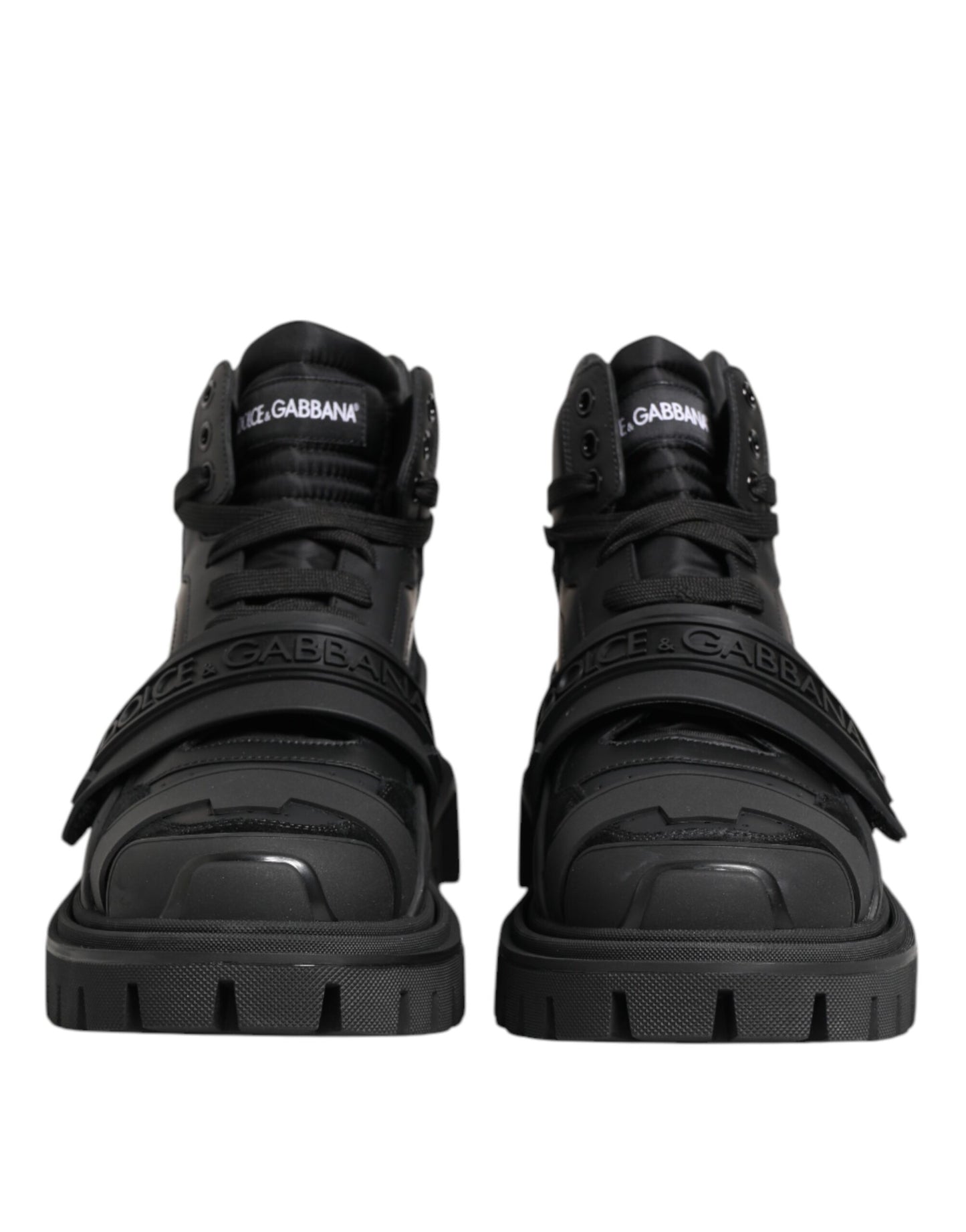 Dolce & Gabbana Black Leather Trekking Sneakers Boots Shoes