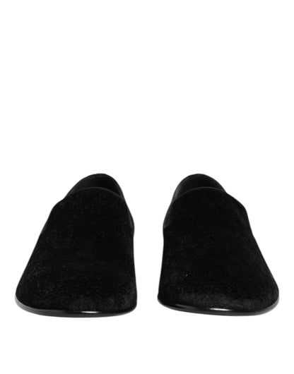 Dolce & Gabbana Black Jacquard Loafers Formal Men Dress Shoes