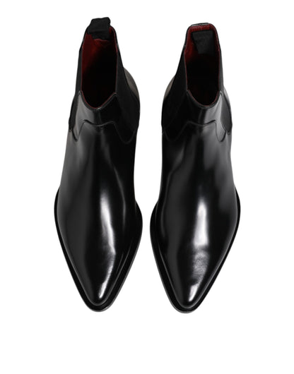 Dolce & Gabbana Black Leather MILLENIALS Mid Calf Boots Shoes