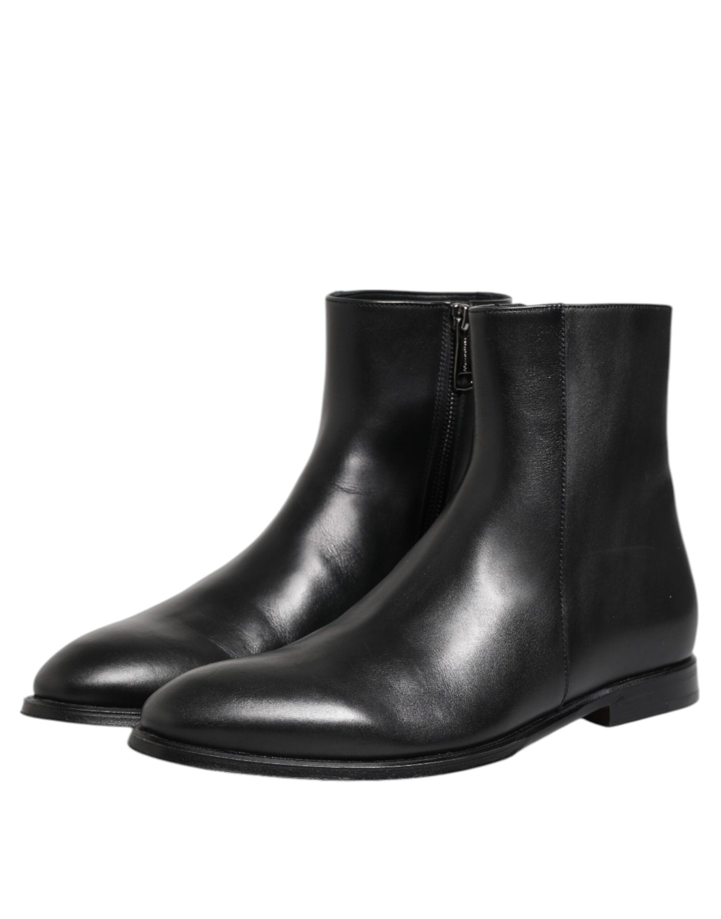 Dolce & Gabbana Black Leather Mid Calf Men Boots Shoes