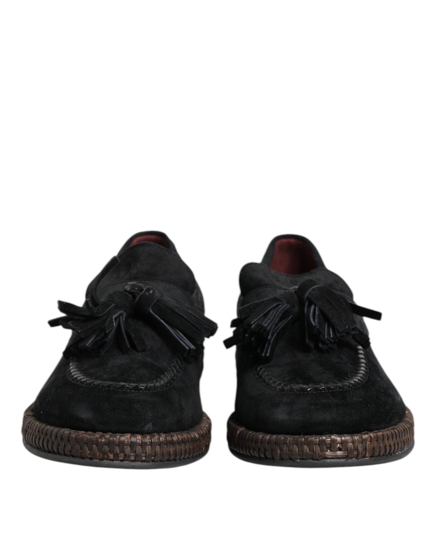 Dolce & Gabbana Black Suede Tassel Embellished Loafers Shoes