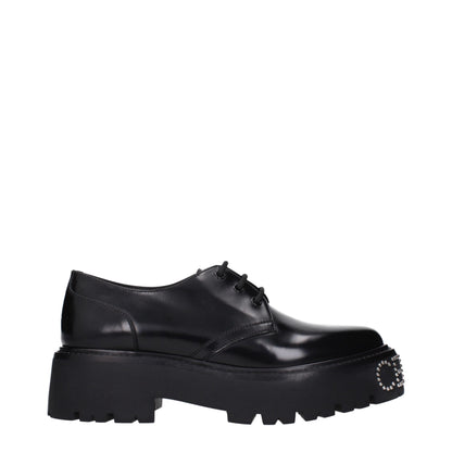 Celine Black Leather Oxfords And Derbies
