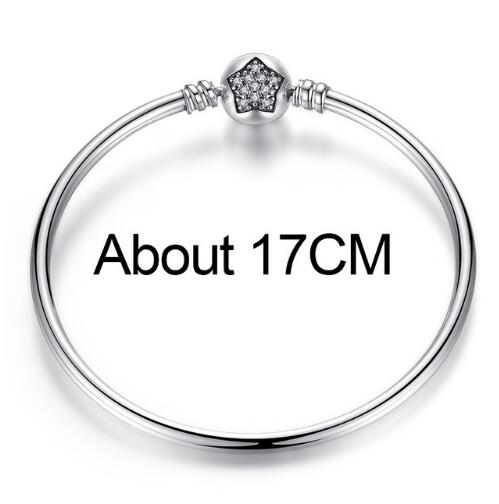 Pulsera y brazalete BAMOER de cadena de serpiente de plata de ley 925 con circonita cúbica pavé y estrella, joyería DIY PAS901