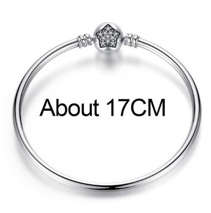 Pulsera y brazalete BAMOER de cadena de serpiente de plata de ley 925 con circonita cúbica pavé y estrella, joyería DIY PAS901