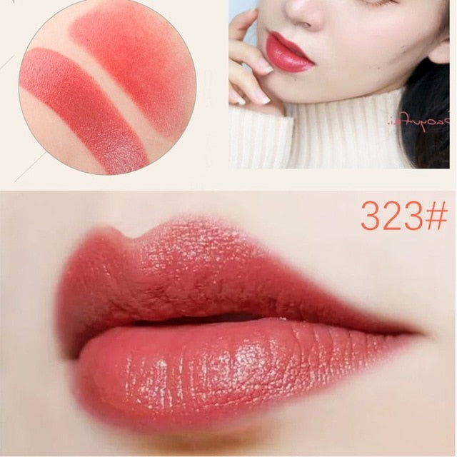 Lápiz labial de terciopelo de larga duración para labios rojos, resistente al agua, color nude, 6 colores de lujo, mate.