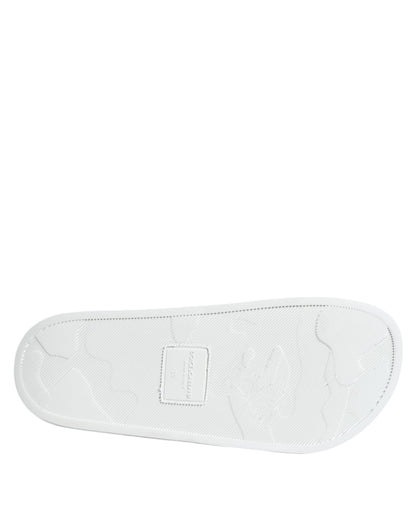 Dolce & Gabbana White Black Leather Sandals Beachwear Shoes
