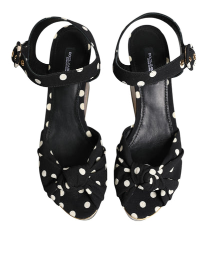 Dolce & Gabbana Multicolor Fish Polka Dot Wedge Sandals Shoes