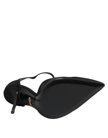 Dolce & Gabbana Black Mesh T-strap Stiletto High Heels Shoes