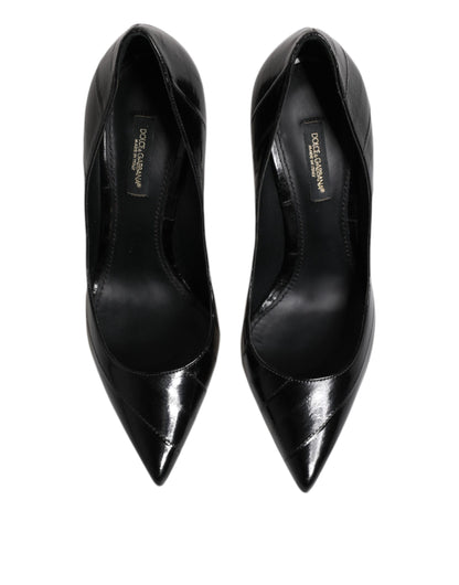 Dolce & Gabbana Black Leather Stiletto High Heels Pumps Shoes
