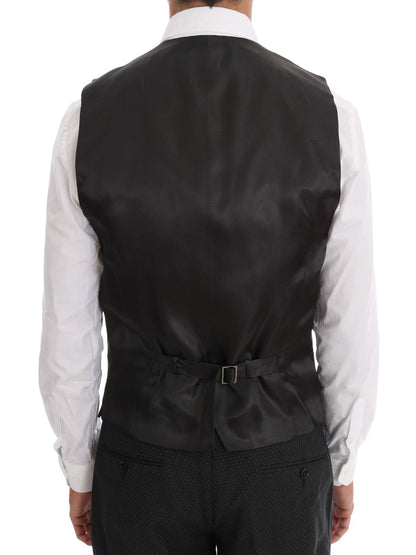 Dolce & Gabbana Gray Patterned Wool 3 Piece Slim Suit