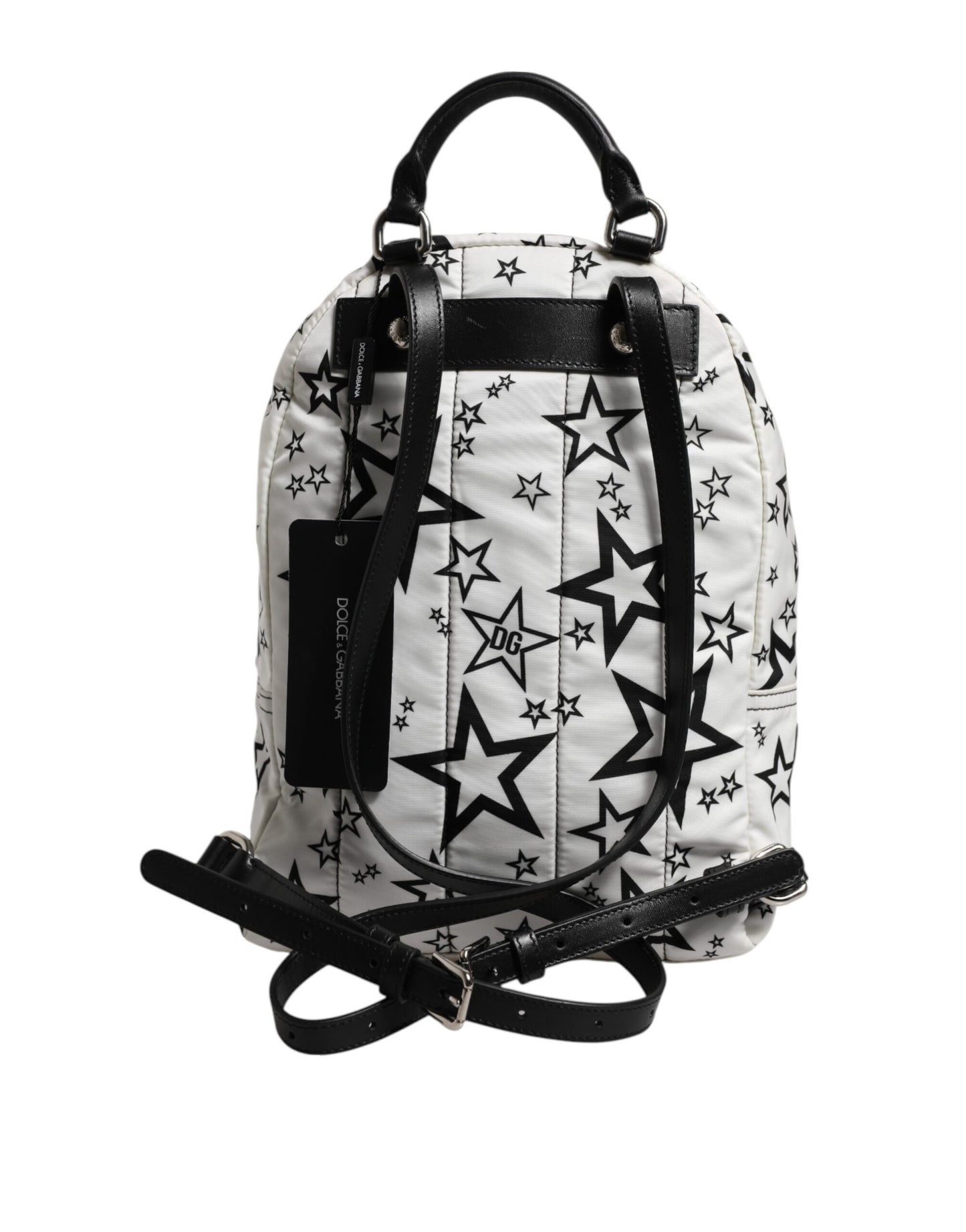 Dolce & Gabbana White DG Stars Print Nylon Travel Backpack Bag