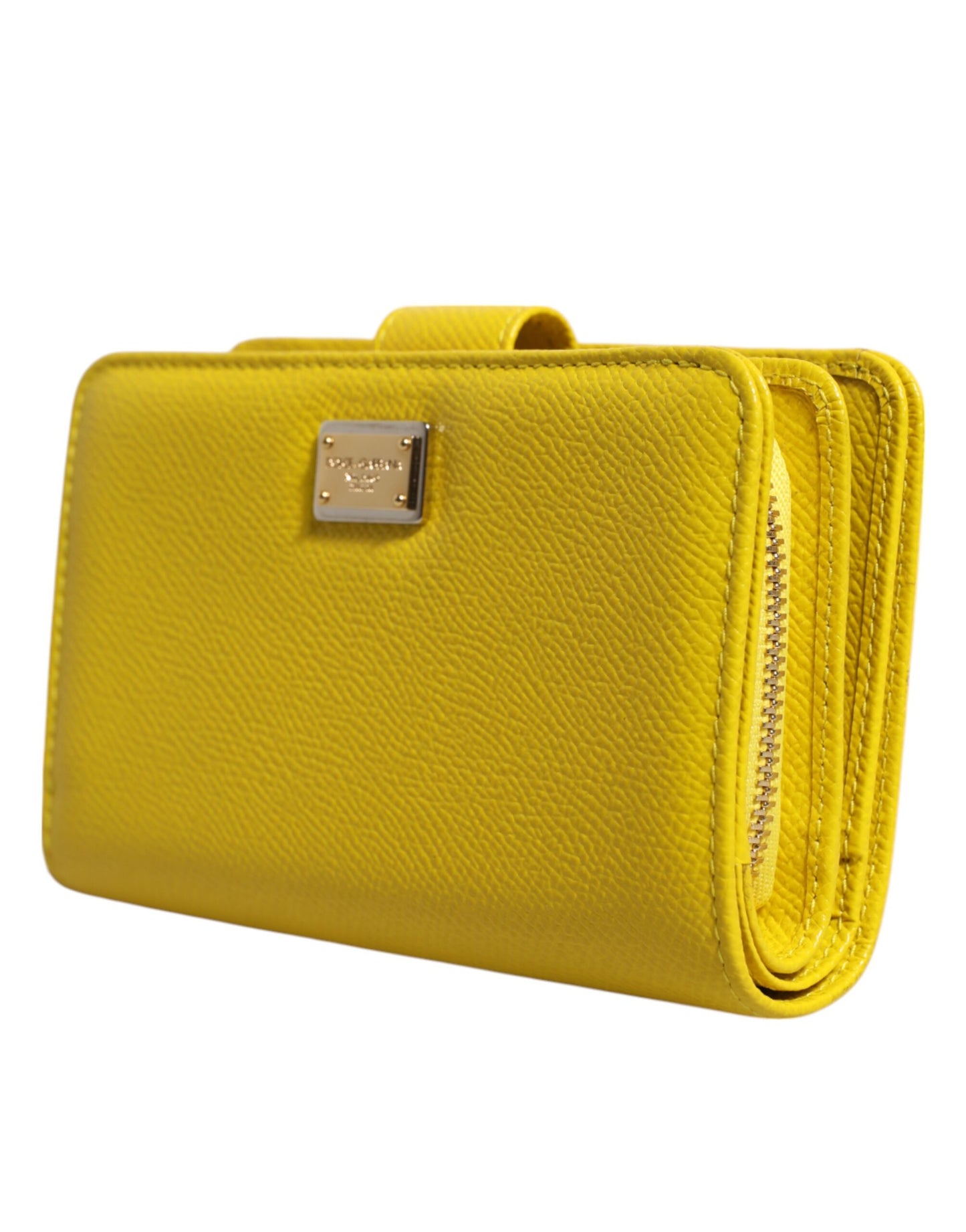 Dolce & Gabbana Yellow Leather Bifold Continental Clutch Wallet
