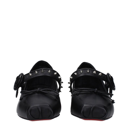 Christian Louboutin Black Leather Ballet Flats