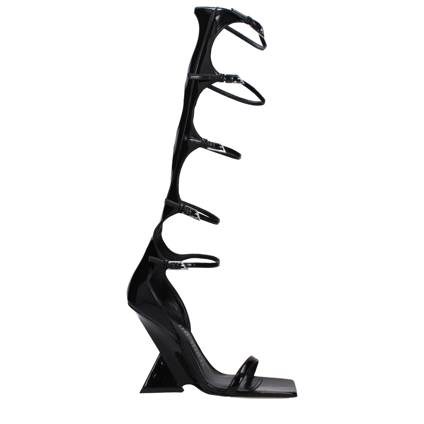 The Attico Black Leather Stiletto Heels Sandals