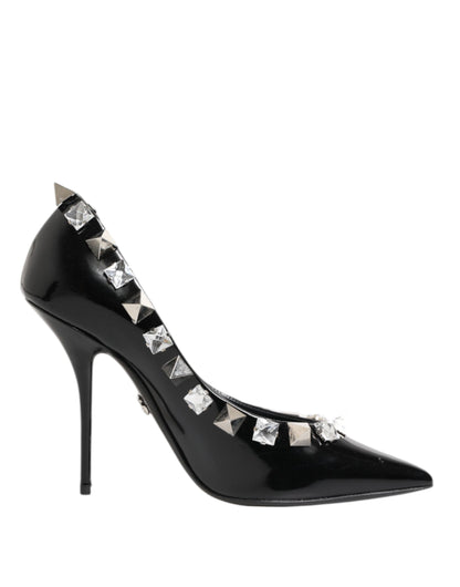 Dolce & Gabbana Black Crystals Studs Stiletto Pumps Shoes