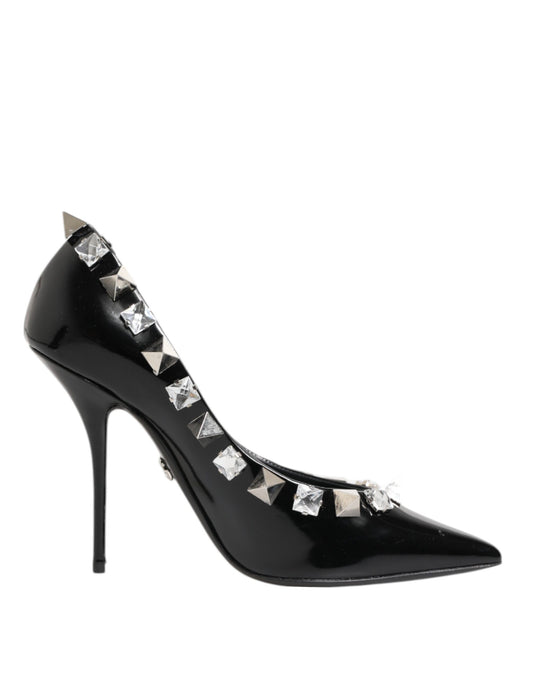 Dolce & Gabbana Black Crystals Studs Stiletto Pumps Shoes
