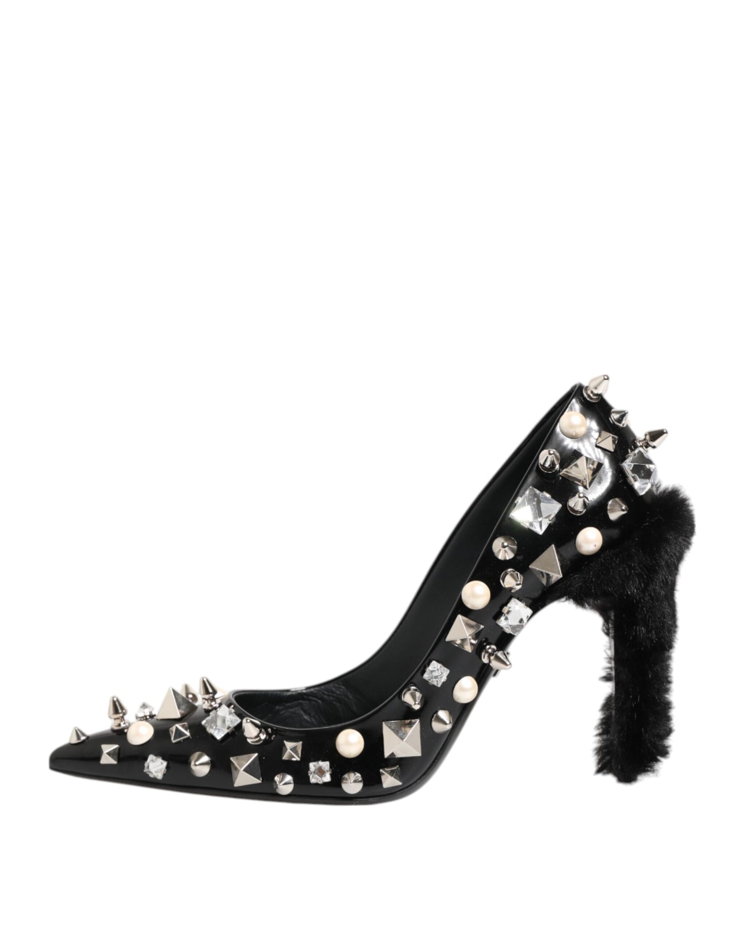 Dolce & Gabbana Black Crystals Studs Stiletto Pumps Shoes