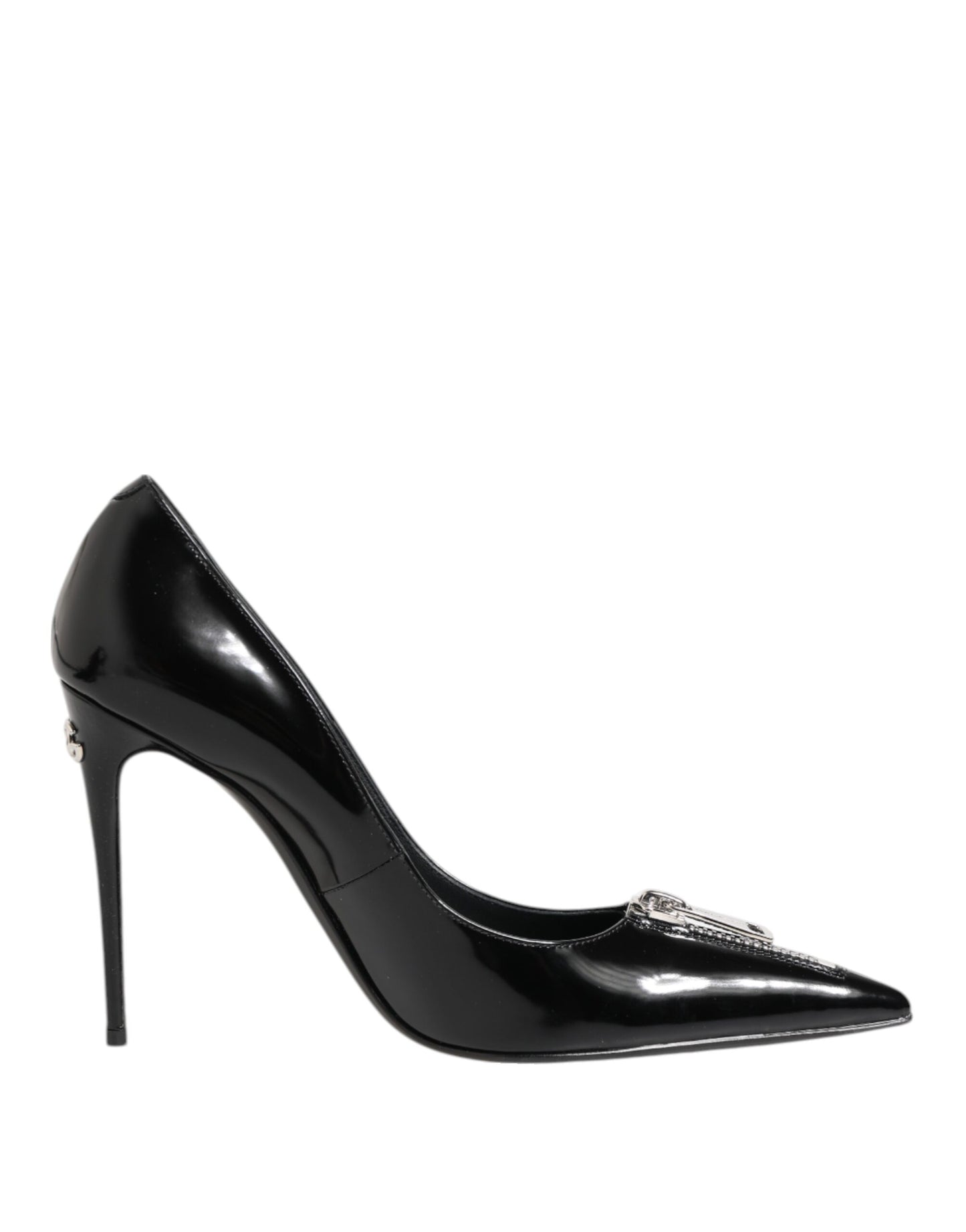 Dolce & Gabbana Black Patent Leather Zipper Heels Pumps Shoes