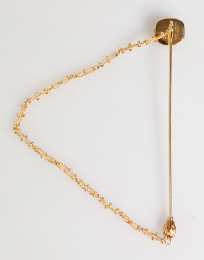 Dolce & Gabbana DG Crown Gold Chain Mens Accessories Brooch Lapel Pin