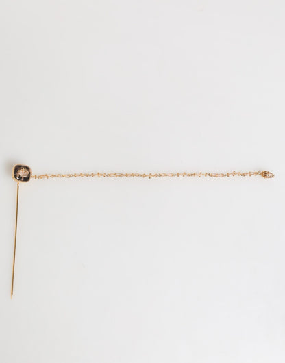 Dolce & Gabbana DG Crown Gold Chain Mens Accessories Brooch Lapel Pin