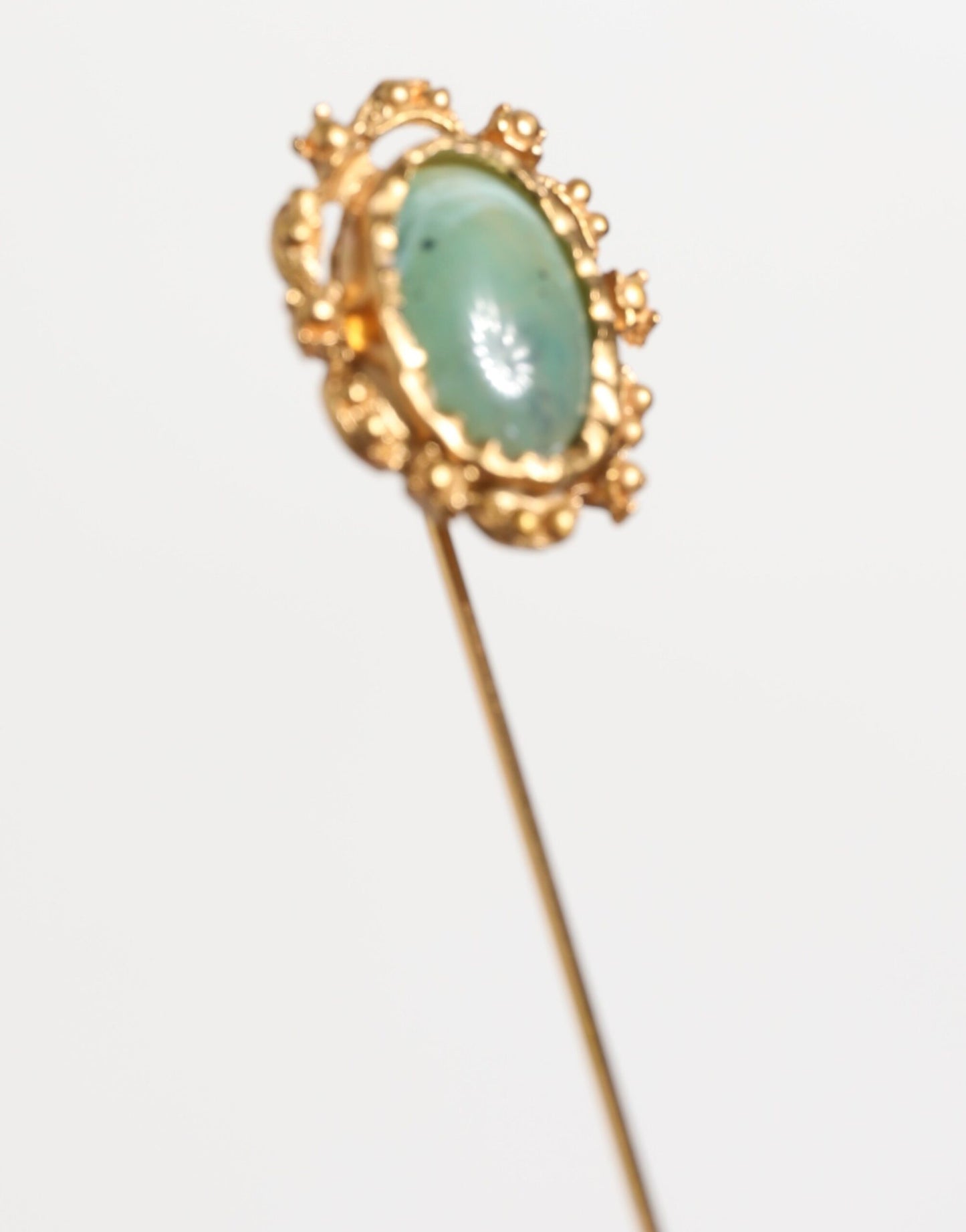 Dolce & Gabbana Gold Tone Green Stone Antique Men Accessory Brooch Pin