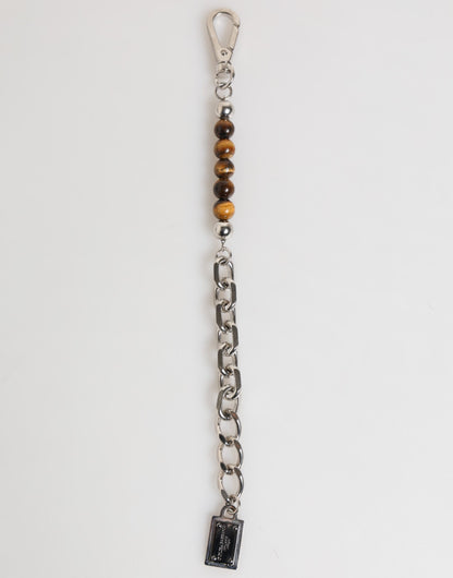 Dolce & Gabbana Silver Chain Brass Beaded Lobster Clasp Logo Men Bracelet