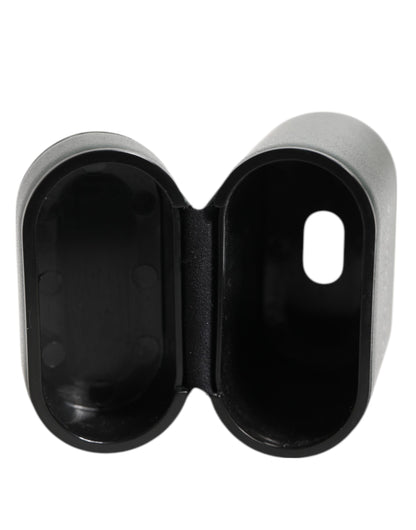 Dolce & Gabbana Black Leather Logo Print Flip Holder Men Airpods Case