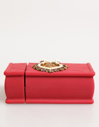 Dolce & Gabbana Red Silicone Devotion Heart Cover Bag Women Airpods Case